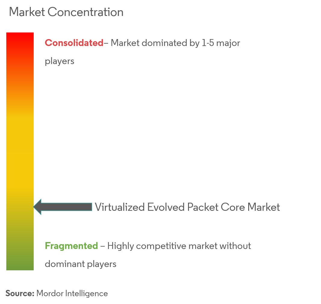 Concentración del mercado central de paquetes evolucionados virtualizados